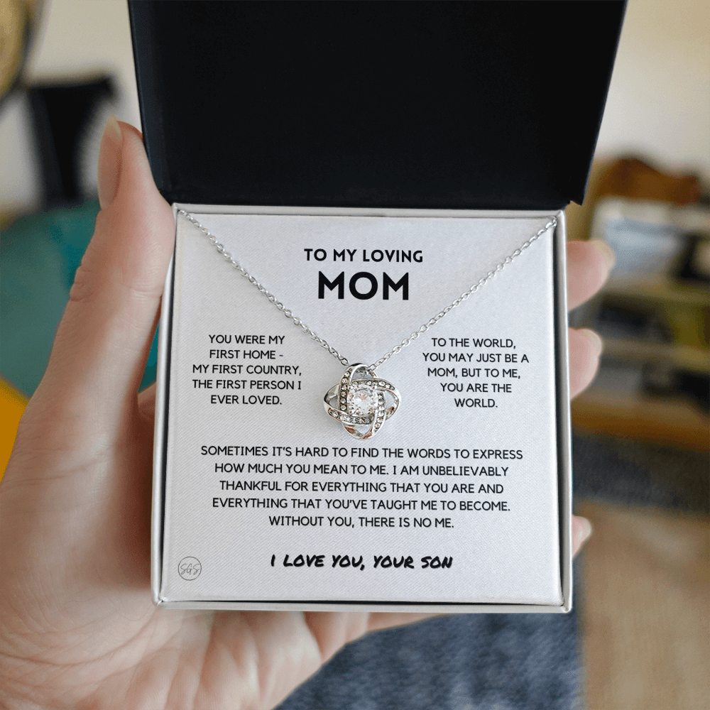 Mom - You're The World - Love Knot Necklace From Son | Gift for Mother's Day From Son, Gift for Mom, You Were My First Country & Home 2K