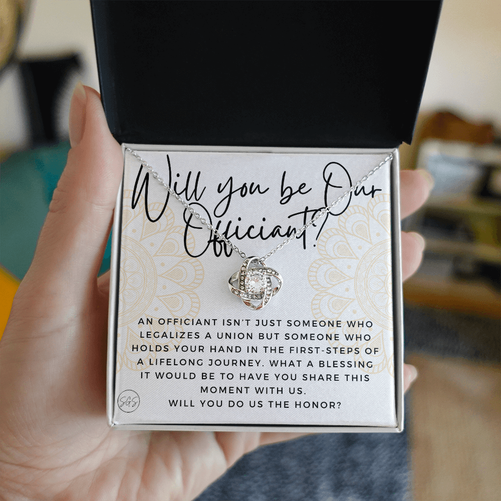 Wedding Officiant Proposal Gift | Will You Marry Us? Will You Be Our Officiant? For Friends, Best Friend Bestie Necklace Bridal Party 0817aK2