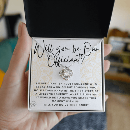 Wedding Officiant Proposal Gift | Will You Marry Us? Will You Be Our Officiant? For Friends, Best Friend Bestie Necklace Bridal Party 0817aK2