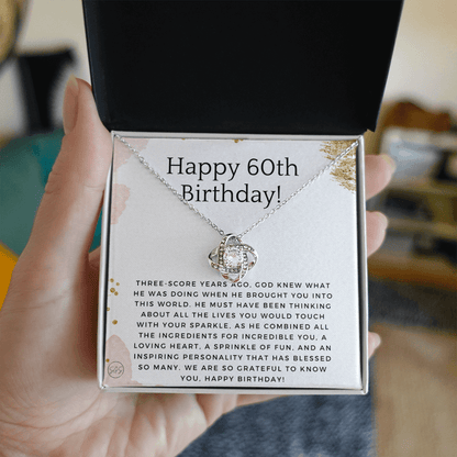 60th Birthday Gift for Women | Bday Present for Mom, Stepmom, Grandma, Friend, Employee, Funny and Heartfelt Card and Necklace 2801k