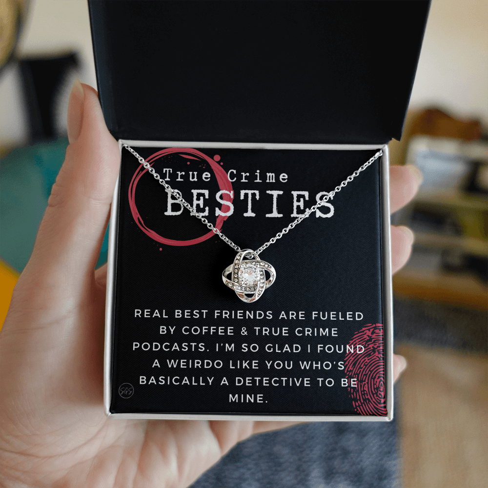 True Crime Best Friend Gift | Christmas Gift for Bestie, Funny Best Friend Necklace, True Crime & Wine, Podcast Junkie, Coffee Lover 1118-06K