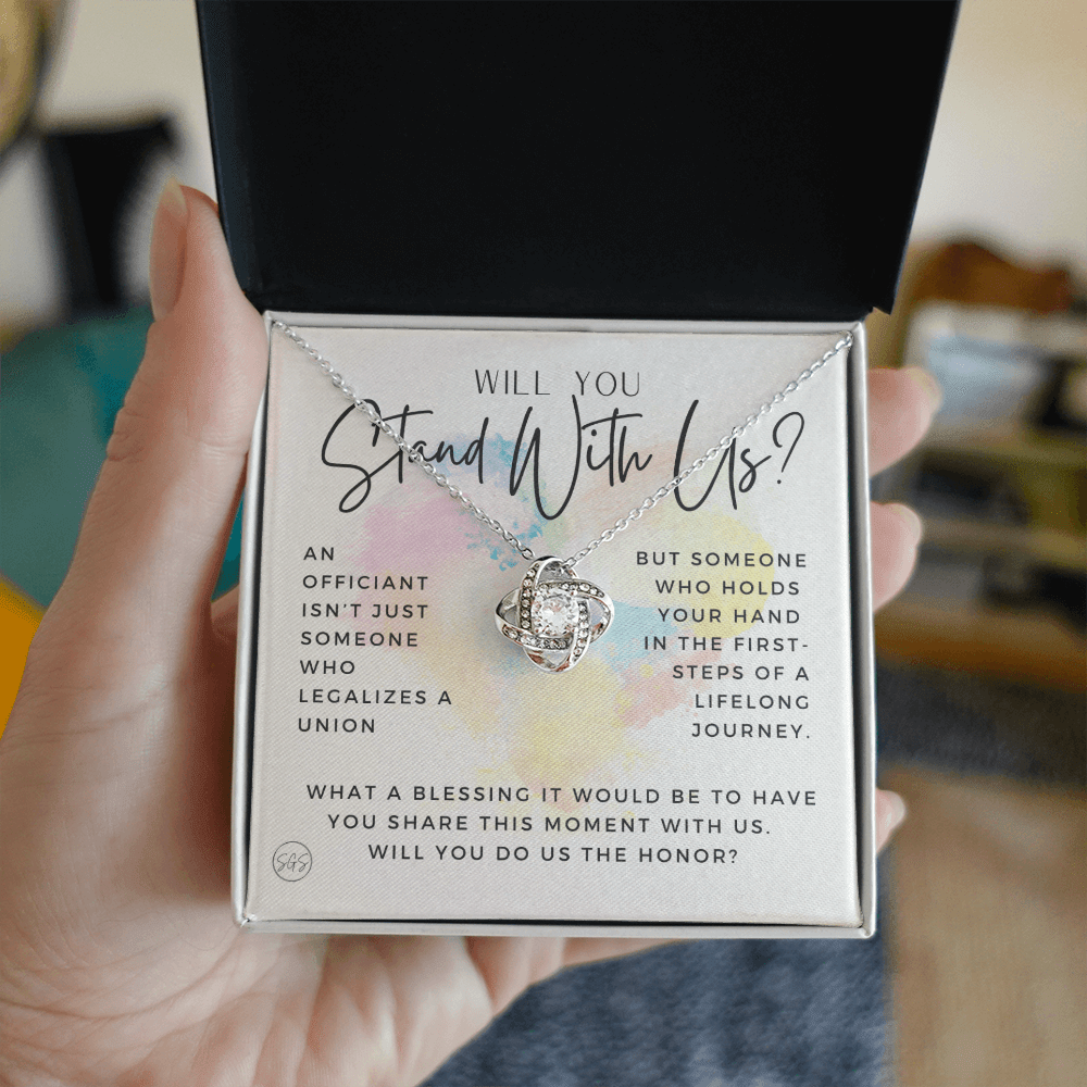 Wedding Officiant Proposal Gift | Will You Marry Us? Will You Be Our Officiant? For Friends, Best Friend Bestie Necklace Bridal Party 0131jK