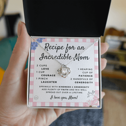 Gift for Mom | Mother's Day Necklace, Recipe for an Incredible Mother, Bonus Mom, Stepmom, From Daughter, From Son 0215dK