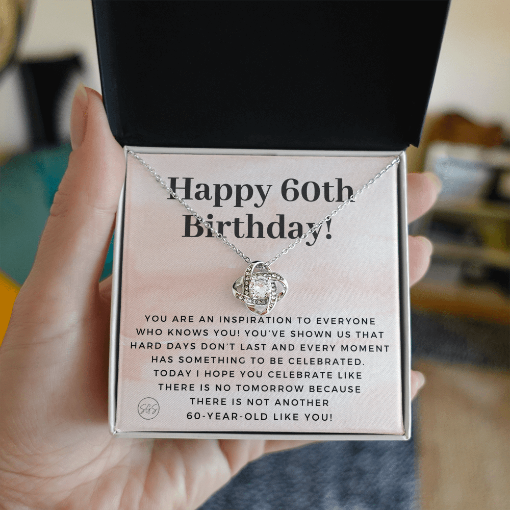 60th Birthday Gift for Women | Bday Present for Mom, Stepmom, Grandma, Friend, Employee, Funny and Heartfelt Card and Necklace 2808k