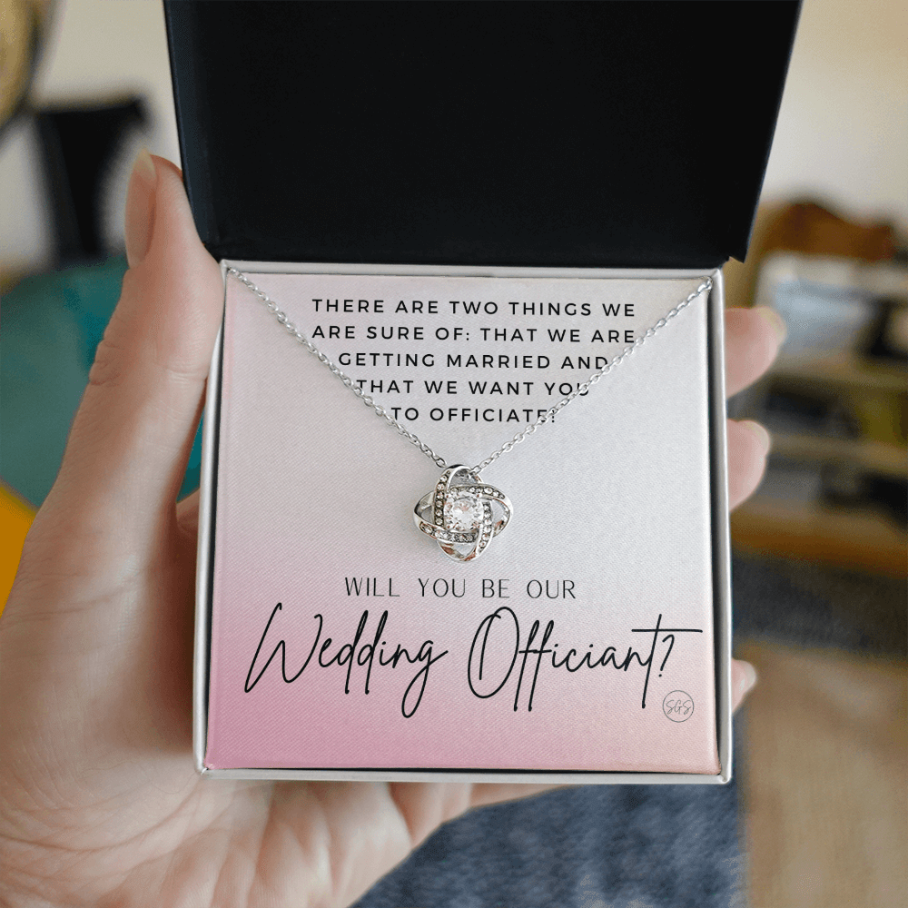 Wedding Officiant Proposal Gift | Will You Marry Us? Will You Be Our Officiant? For Friends, Best Friend Bestie Necklace Bridal Party 0131rK