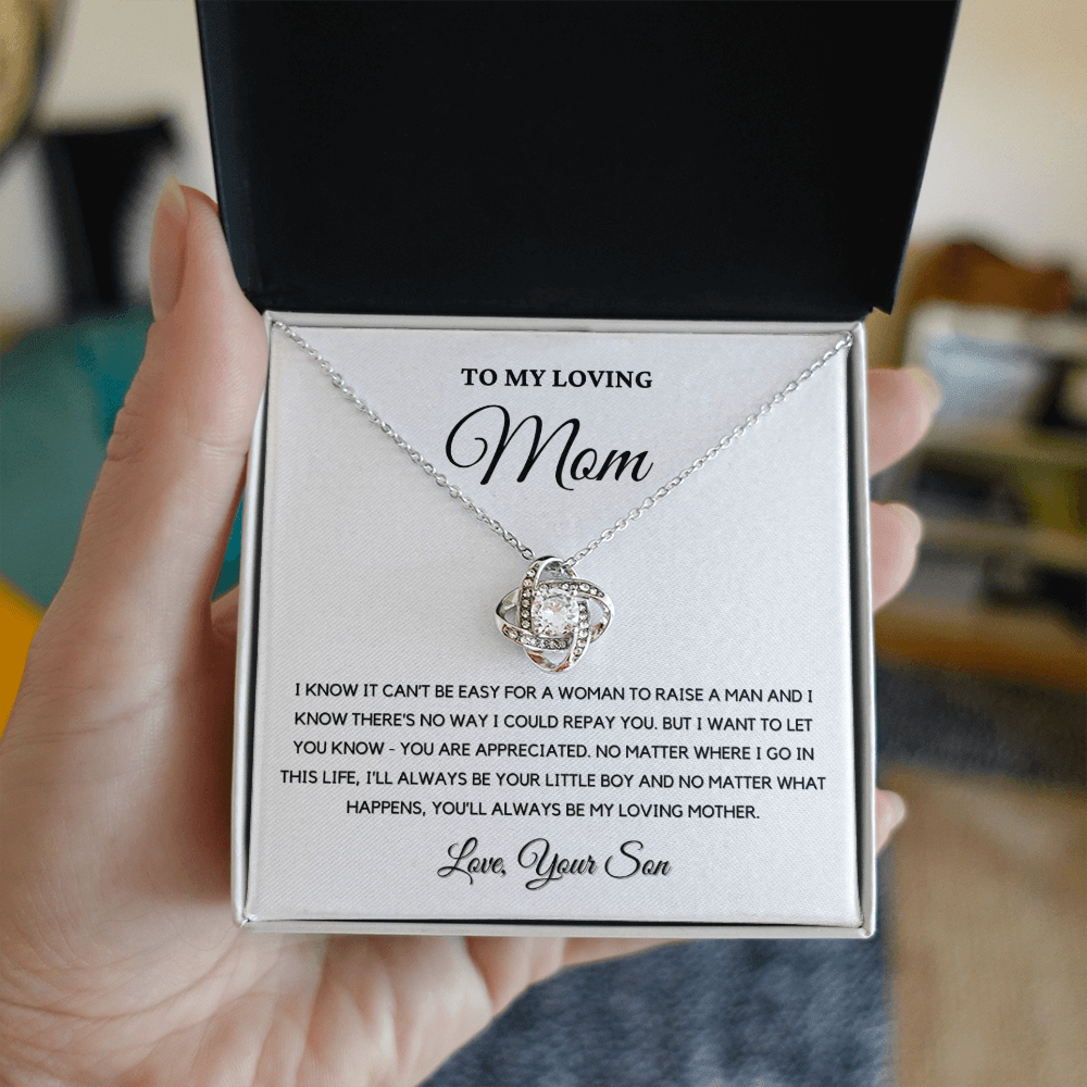 To My Loving Mom - Love Knot Necklace | Gift for Mother's Day From Son, I'll Always Be Your Little Boy, You'll Always Be My Loving Mother 4K