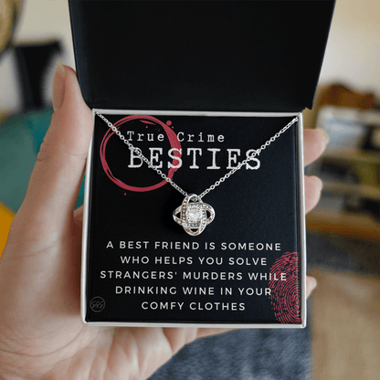 True Crime Best Friend Gift | Christmas Gift for Bestie, Funny Best Friend Necklace, True Crime & Wine, Podcast Junkie, Coffee Lover 1118-02K