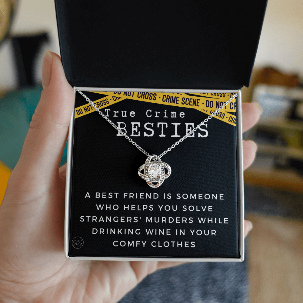 True Crime Best Friend Gift | Christmas Gift for Bestie, Funny Best Friend Necklace, True Crime & Wine, Podcast Junkie, Coffee Lover 1118-04K