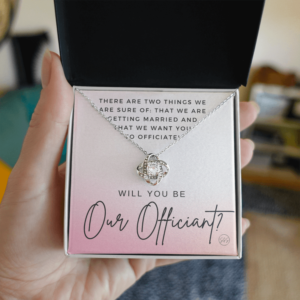 Wedding Officiant Proposal Gift | Will You Marry Us? Will You Be Our Officiant? For Friends, Best Friend Bestie Necklace Bridal Party 0131oK