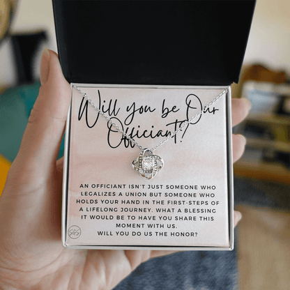 Wedding Officiant Proposal Gift | Will You Marry Us? Will You Be Our Officiant? For Friends, Best Friend Bestie Necklace Bridal Party 0131aK