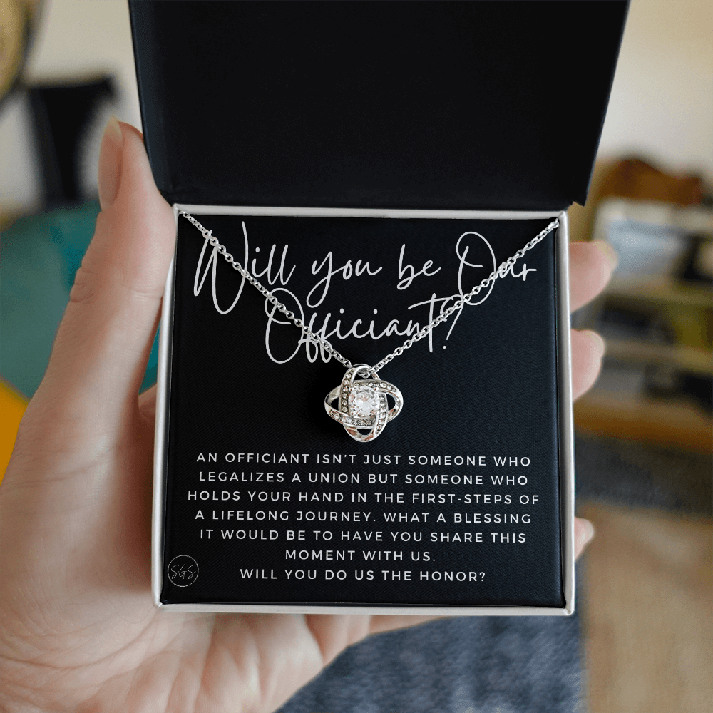 Wedding Officiant Proposal Gift | Will You Marry Us? Will You Be Our Officiant? For Friends, Best Friend Bestie Necklace Bridal Party  0817cK2