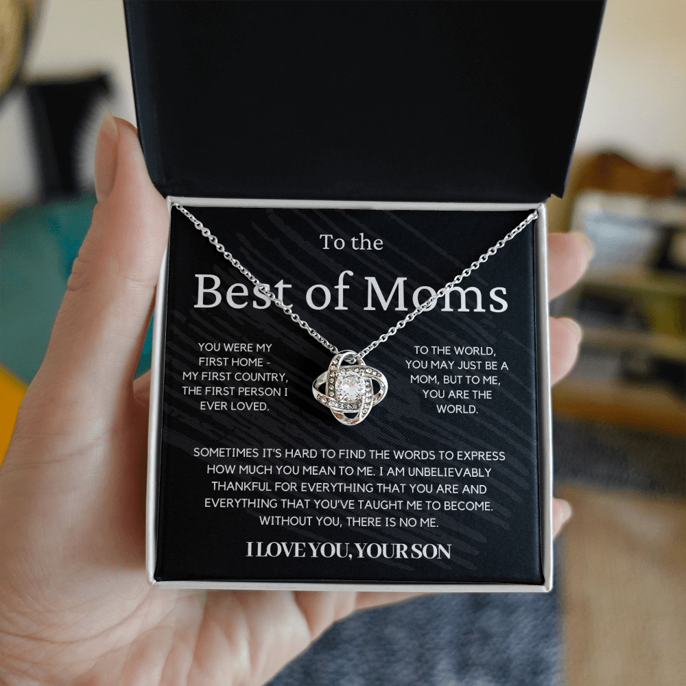 Gift for Mom from Son - You Were My First Home - Love Knot Necklace