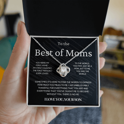 Gift for Mom from Son - You Were My First Home - Love Knot Necklace