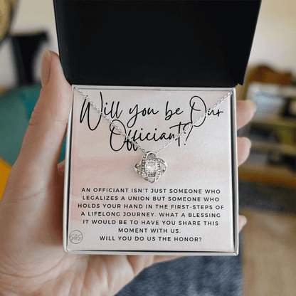 Wedding Officiant Proposal Gift | Will You Marry Us? Will You Be Our Officiant? For Friends, Best Friend Bestie Necklace Bridal Party H0817K2