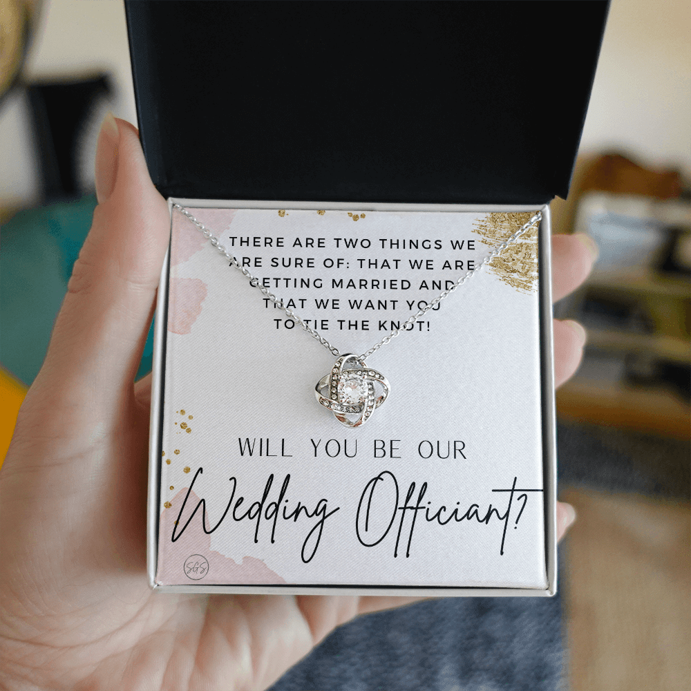 Wedding Officiant Proposal Gift | Will You Marry Us? Will You Be Our Officiant? For Friends, Best Friend Bestie Necklace Bridal Party 0817heartscK