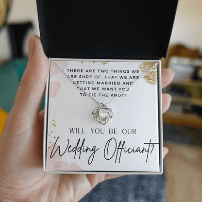 Wedding Officiant Proposal Gift | Will You Marry Us? Will You Be Our Officiant? For Friends, Best Friend Bestie Necklace Bridal Party 0817heartscK