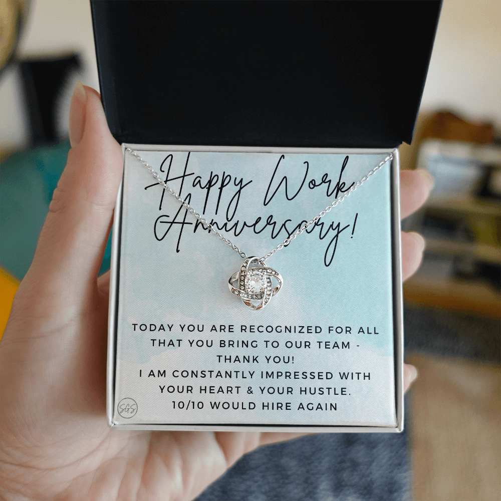 Happy Work Anniversary! Gift From Boss, Hustle, Congrats, Thank You, Christmas, Necklace, Team, Office Present, Employee Appreciation 1029bKA