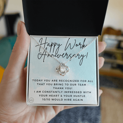 Happy Work Anniversary! Gift From Boss, Hustle, Congrats, Thank You, Christmas, Necklace, Team, Office Present, Employee Appreciation 1029bKA
