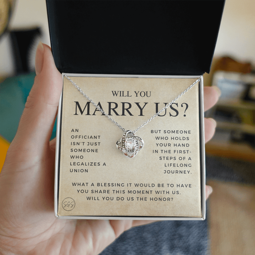 Wedding Officiant Proposal Gift | Will You Marry Us? Will You Be Our Officiant? For Friends, Best Friend Bestie Necklace Bridal Party 0131gK