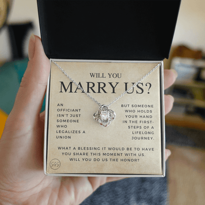 Wedding Officiant Proposal Gift | Will You Marry Us? Will You Be Our Officiant? For Friends, Best Friend Bestie Necklace Bridal Party 0131gK