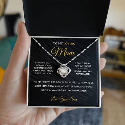Gift For Mom from Son - I'll Always Be Your Little Boy - Love Knot Necklace | Gift for Mother's Day From Son, Mom Birthday Present M4