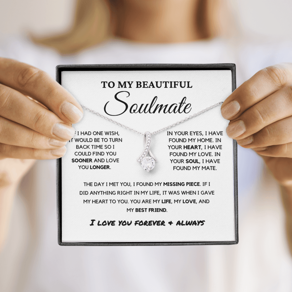 Soulmate - Missing Piece - Eternal Hope Necklace | Romantic Gift for Wife, Fiancé, Girlfriend, Valentine's Day Present 0201bB