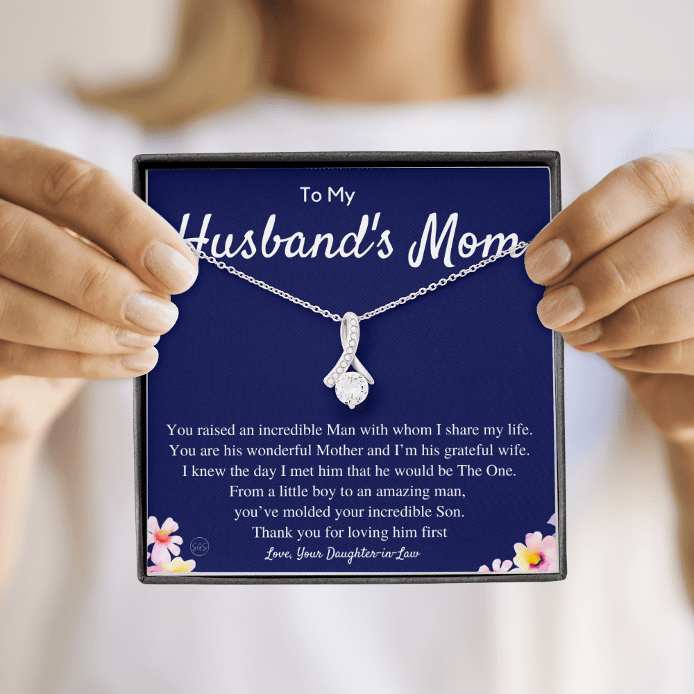 Husband's Mom Gift | Mother in Law Gift, Mother's Day Gift, From Daughter-in-Law, Mother of the Groom Necklace, Birthday, Thank You 0418cB