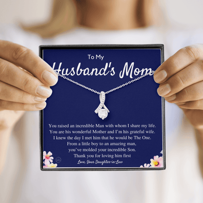 Husband's Mom Gift | Mother in Law Gift, Mother's Day Gift, From Daughter-in-Law, Mother of the Groom Necklace, Birthday, Thank You 0418cB