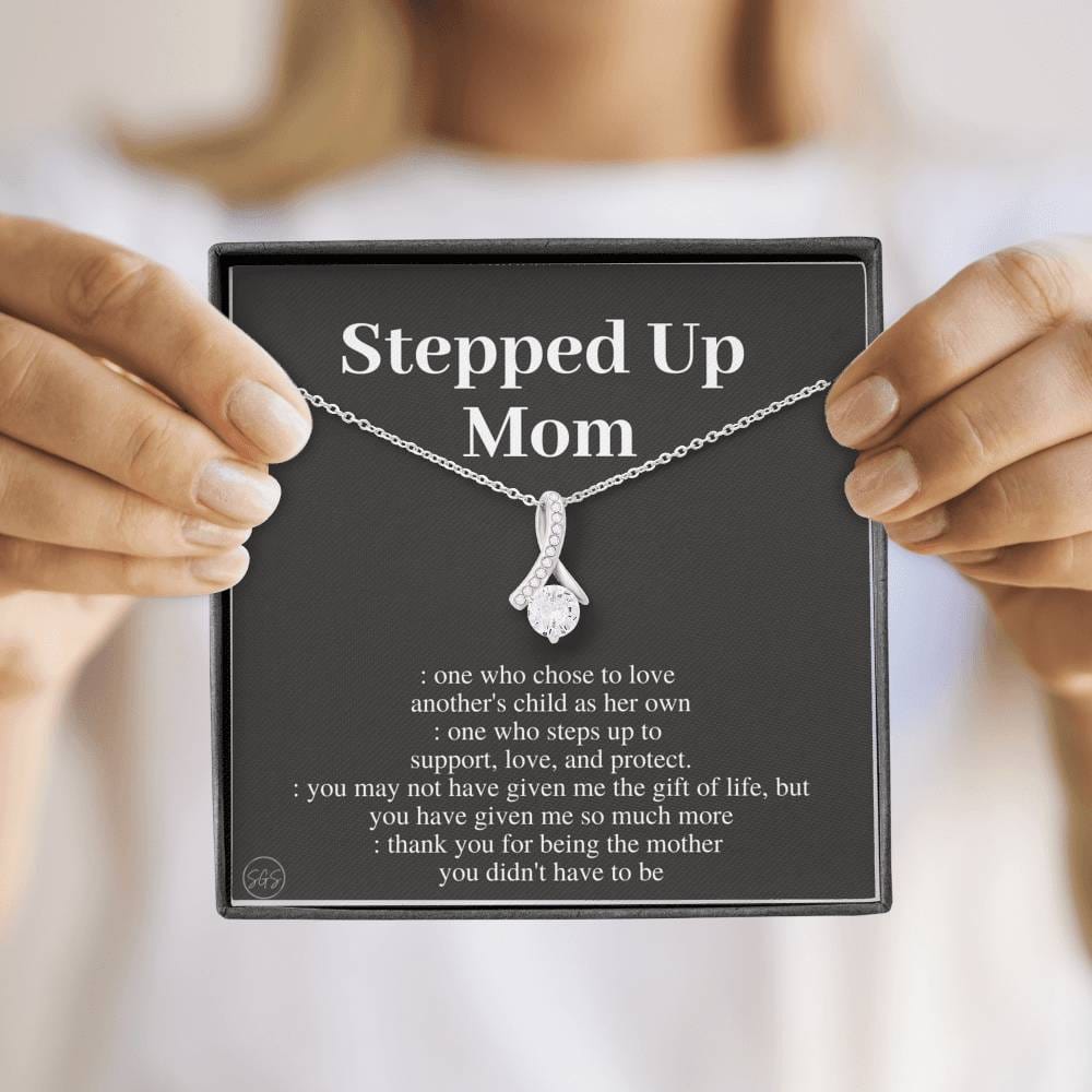 Stepped Up Mom | Gift for Stepmom, Bonus Mom, Stepmother, Mother's Day Present, Grandma, Second Mama, From Step Daughter Son, Christmas, Birthday, Foster 1105aB