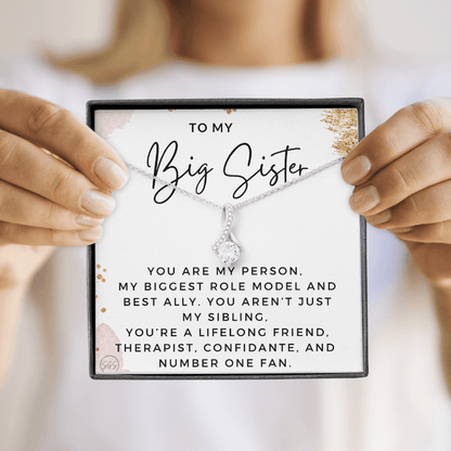 Big Sister Gift | Necklace for Older Sister, Christmas Idea, Birthday Present from Younger Sister, Best Big Sis, Heartfelt & Cute 1111cBA