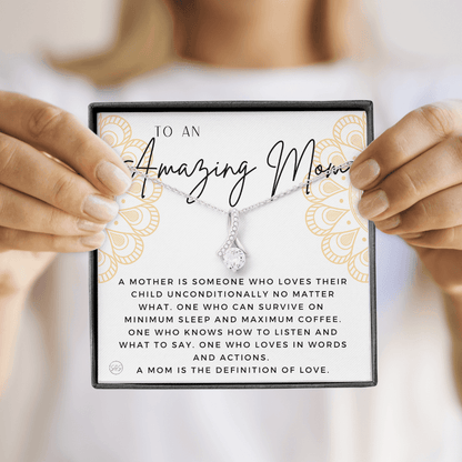 Gift for Mom | For An Incredible Mom, Mother's Day Necklace, From Daughter, Gift for New Mom, Pregnant Sister Gift, Christmas Gift 1112abBA