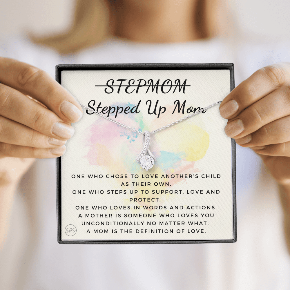 Stepped Up Mom | Gift for Stepmom, Bonus Mom, Stepmother, Grandma, Second Mama, From Step Daughter Son, Christmas, Birthday, Foster 1026eB