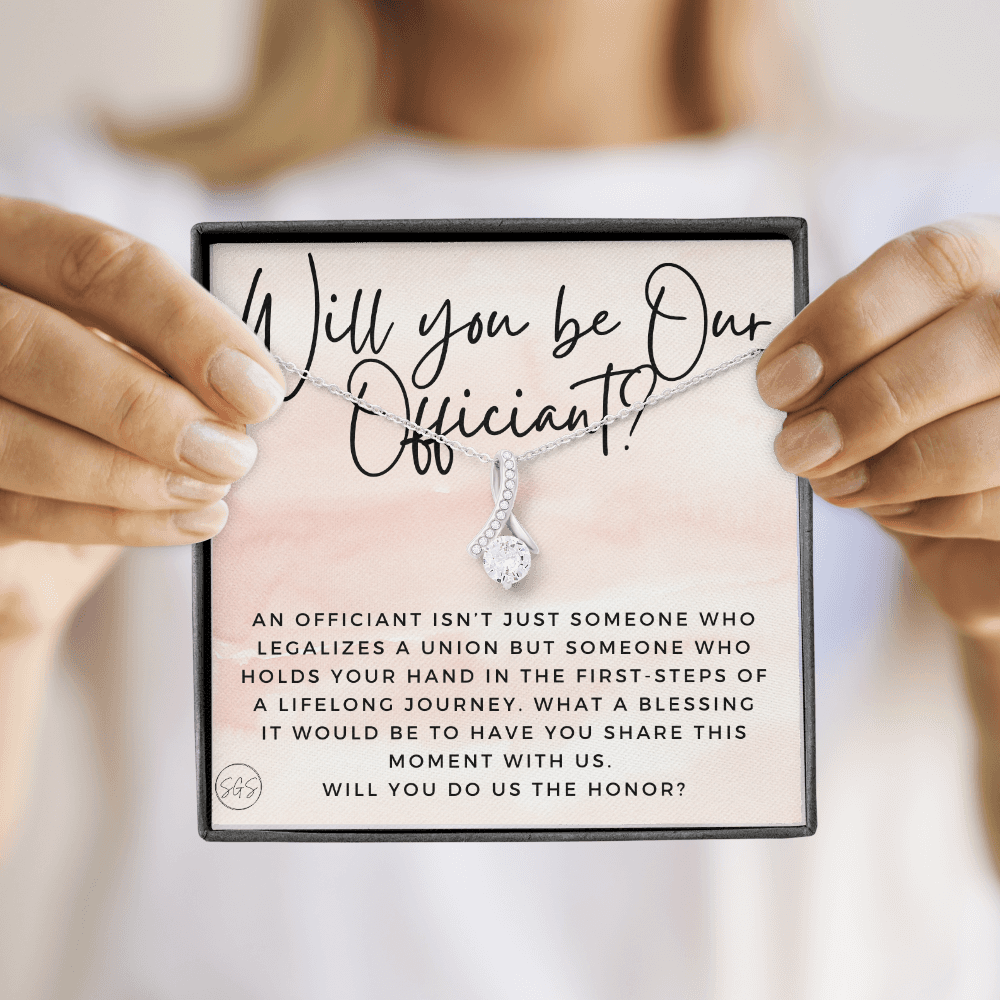 Wedding Officiant Proposal Gift | Will You Marry Us? Will You Be Our Officiant? For Friends, Best Friend Bestie Necklace Bridal Party 0817bbA