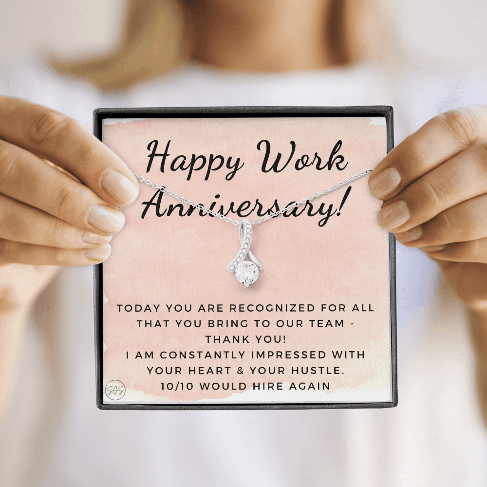 Happy Work Anniversary! Gift From Boss, Hustle, Congrats, Thank You, Christmas, Necklace, Team, Office Present, Employee Appreciation 1029aBA