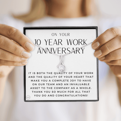 10 Year Job Anniversary Gift | Thank You Gift from Boss, Employee Work Appreciation, Co-Worker, Congrats, Years of Service WA10b