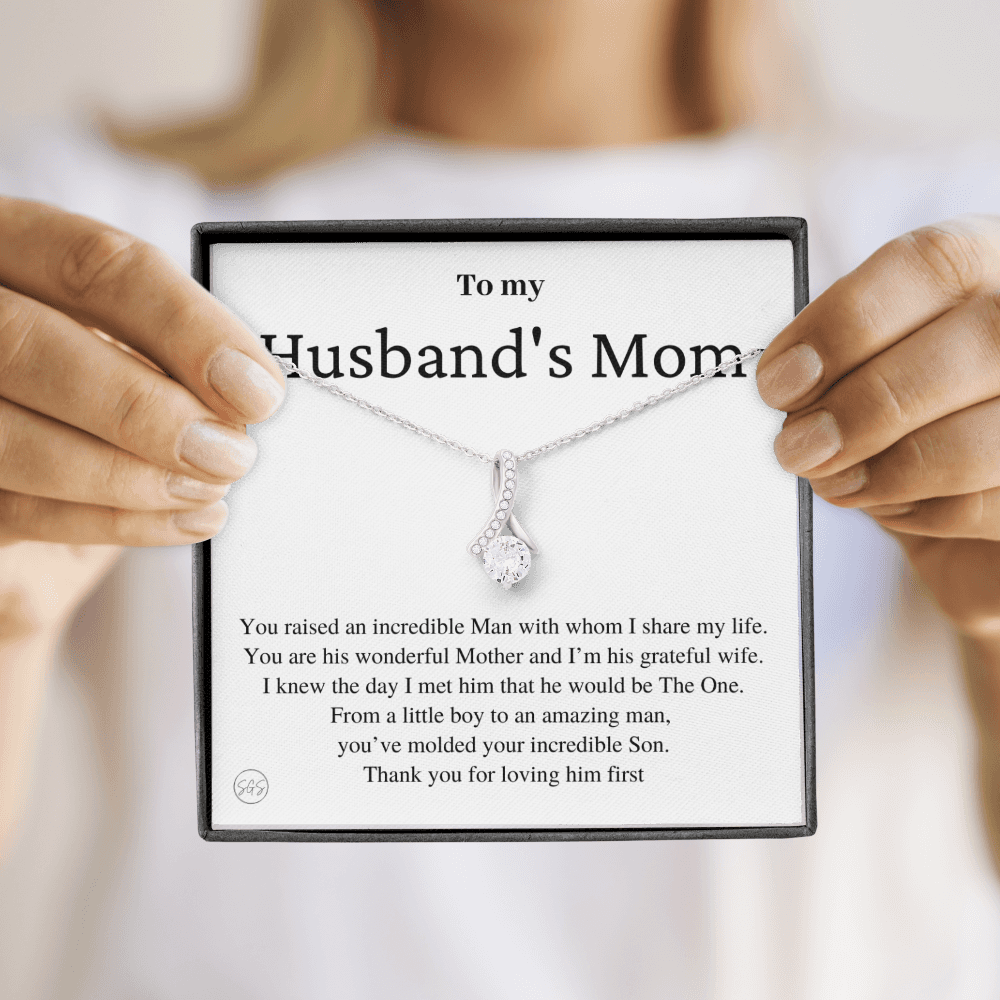 Husband's Mom Gift | Mother in Law Gift, Mother's Day Gift, From Daughter-in-Law, Mother of the Groom Necklace, Birthday, Thank You 0418aB