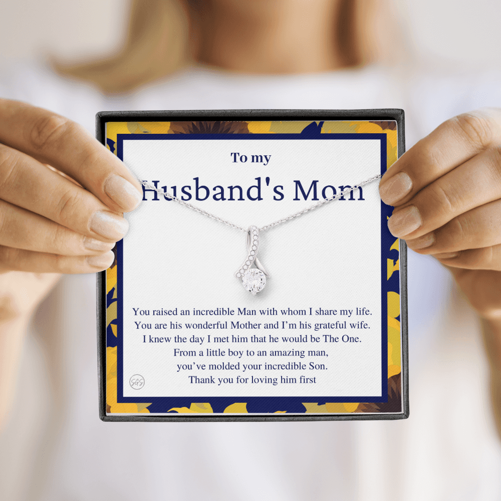 Husband's Mom Gift | Mother in Law Gift, Mother's Day Gift, From Daughter-in-Law, Mother of the Groom Necklace, Birthday, Thank You 0418dB