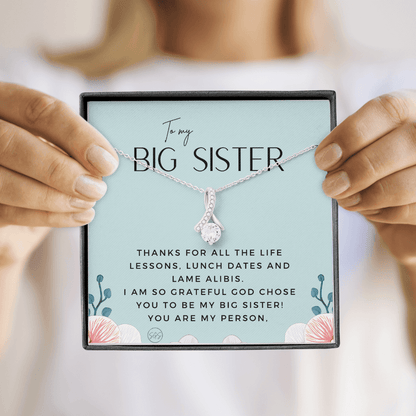 Big Sister Gift | Necklace for Older Sister, Christmas Idea, Birthday Present from Younger Sister, Best Big Sis, Heartfelt & Cute 1111gcBA