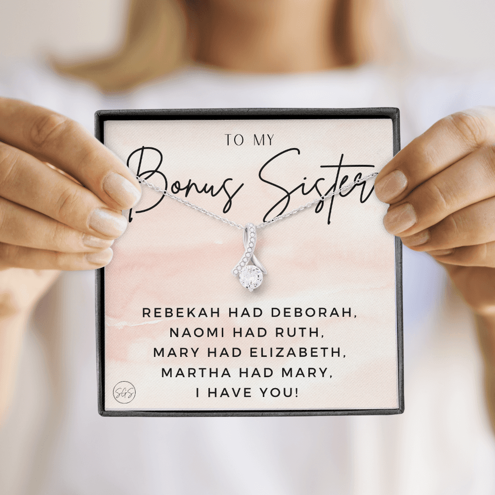 Bonus Sister Gift | Sister in Law Gift, Best Friend Necklace, Roommate, Step Sister, Christian, Birthday 25th, 16th, 30th, Christmas 1104fBA