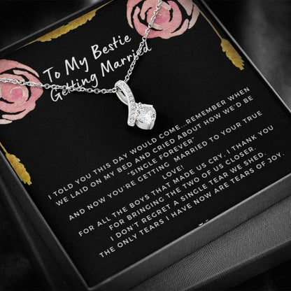 Gift for Bestie Getting Married | Necklace, BFF Wedding, Bridal Shower Gift for Bride, From Best Friend, Soulmate, Best Friends Quote, Sister Getting Married, Beauty Rose C