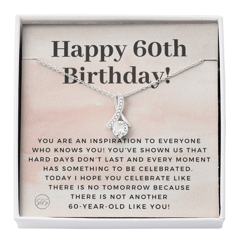 60th Birthday Gift for Women | Bday Present for Mom, Stepmom, Grandma, Friend, Employee, Funny and Heartfelt Card and Necklace 2808b