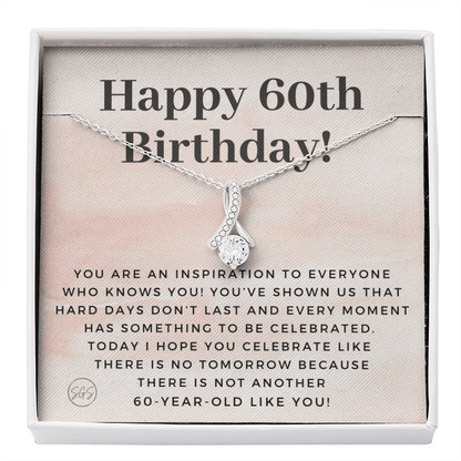 60th Birthday Gift for Women | Bday Present for Mom, Stepmom, Grandma, Friend, Employee, Funny and Heartfelt Card and Necklace 2808b