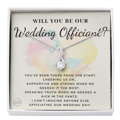 Wedding Officiant Proposal Gift | Will You Marry Us? Will You Be Our Officiant? For Friends, Best Friend Bestie Necklace Bridal Party 0817dbA