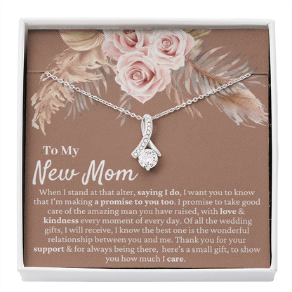 Mother in Law Wedding Gift from Bride - Mother of the Groom Necklace, Sentimental Future MIL, Pampas Grass & Desert Rose, Beauty