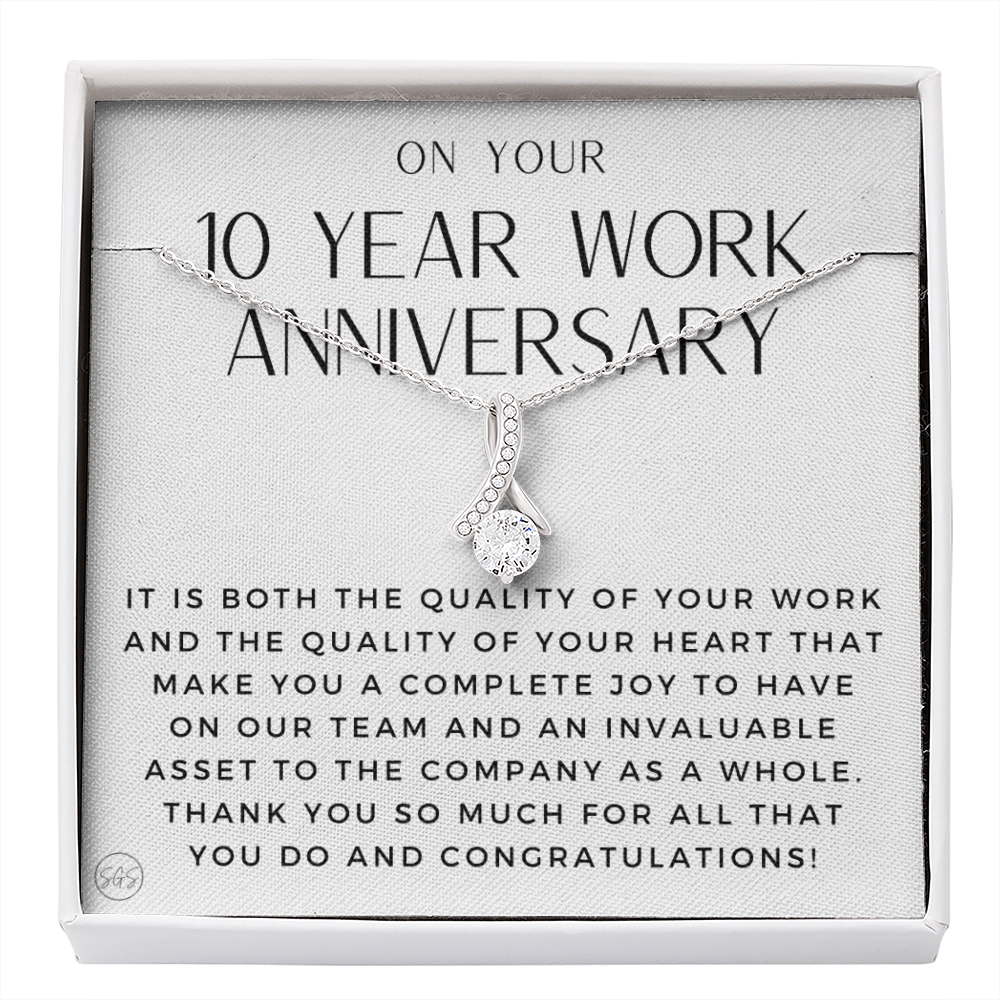 10 Year Job Anniversary Gift | Thank You Gift from Boss, Employee Work Appreciation, Co-Worker, Congrats, Years of Service WA10b