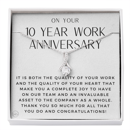 10 Year Job Anniversary Gift | Thank You Gift from Boss, Employee Work Appreciation, Co-Worker, Congrats, Years of Service WA10b