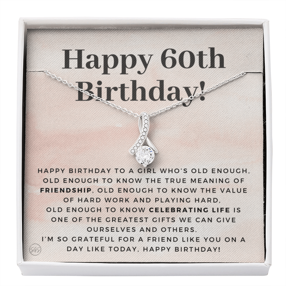 60th Birthday Gift for Women | Bday Present for Mom, Stepmom, Grandma, Friend, Employee, Funny and Heartfelt Card and Necklace 2800b