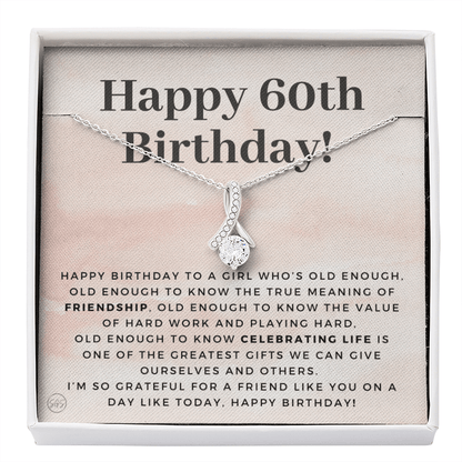 60th Birthday Gift for Women | Bday Present for Mom, Stepmom, Grandma, Friend, Employee, Funny and Heartfelt Card and Necklace 2800b