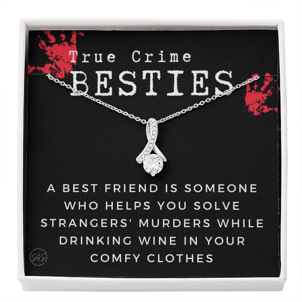 True Crime Best Friend Gift | Christmas Gift for Bestie, Funny Best Friend Necklace, True Crime & Wine, Podcast Junkie, Coffee Lover 1118-01B