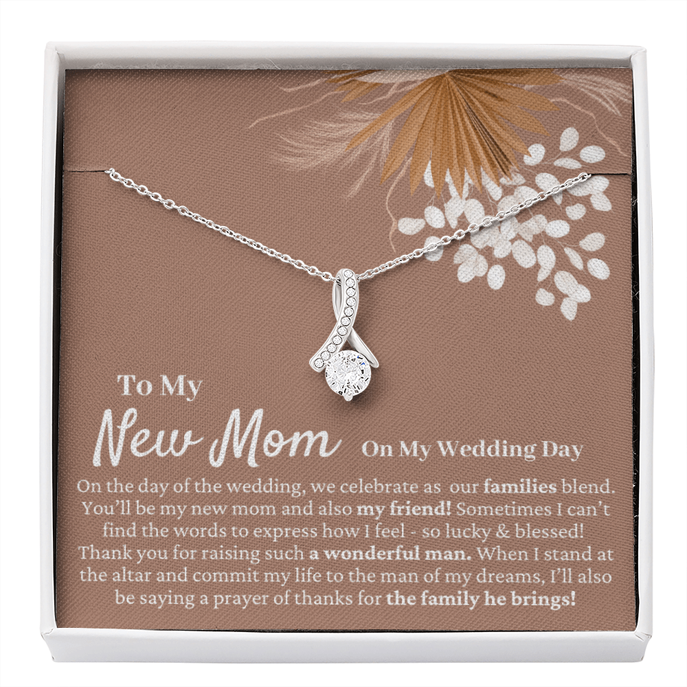 Mother in Law Wedding Gift from Bride - Mother of the Groom Necklace, Sentimental Future MIL, Pampas Grass, Beauty Pendant, Wedding Day